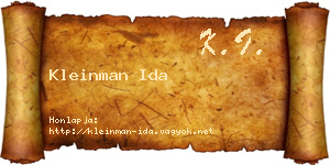 Kleinman Ida névjegykártya
